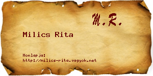 Milics Rita névjegykártya