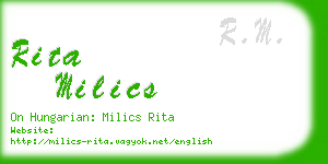 rita milics business card